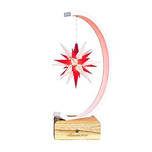 Adventssterne und Weihnachtssterne Herrnhuter Produkt-Finder Metall-Sternenbogen wei-glitter mit A1e wei/rot - 27,5 cm