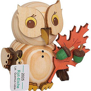 Kleine Figuren & Miniaturen Kuhnert Mini-Eulen Mini-Eule mit Rot-Eiche - Jahreseule 2025 - 7 cm
