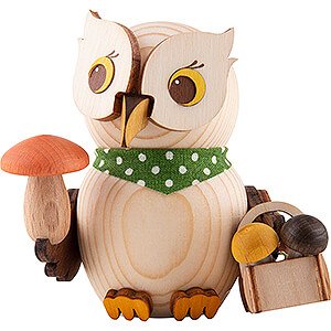 Small Figures & Ornaments Kuhnert Mini Owls Mini Owl Mushroom Picker - 7 cm / 2.8 inch