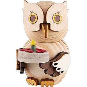 Small Figures & Ornaments Kuhnert Mini Owls Mini Owl with Cake - 7 cm / 2.8 inch
