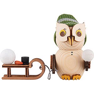 Small Figures & Ornaments Kuhnert Mini Owls Mini Owl with Sleigh - 7 cm / 2.8 inch