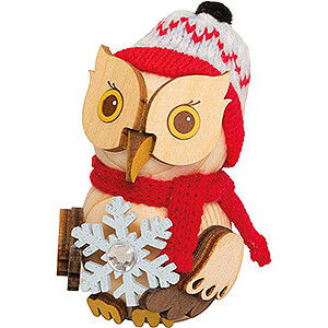 Small Figures & Ornaments Kuhnert Mini Owls Mini Owl with Snow Crystal - 7 cm / 2.8 inch
