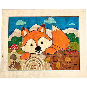 Wooden Toys Construction games Mini Puzzle Fox - 10 cm / 3.9 inch