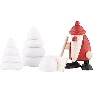 Small Figures & Ornaments Bjrn Khler Santa Claus mini Miniature Set - Santa Claus with Snow Shovel - 4 cm / 1.6 inch