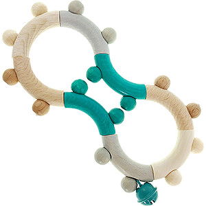 Wooden Toys For the Youngest Motoric Skills Rattle Eight, Natural Turquoise - 16,5 cm / 6.5 inch