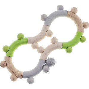 Wooden Toys For the Youngest Motoric Skills Rattle Eight, Nature, Apple Green - 16,5 cm / 6.5 inch
