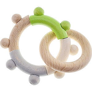 Wooden Toys For the Youngest Motoric Skills Rattle With Ring Nature, Apple Green - 11 cm / 4.3 inch