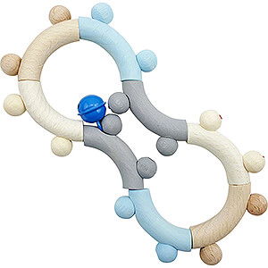 Holzspielzeug Fr die Kleinsten Motorikrassel Acht, nature blue - 16,5 cm