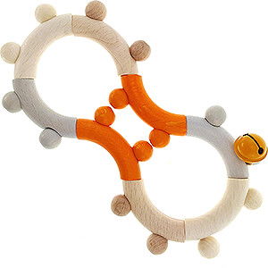 Holzspielzeug Fr die Kleinsten Motorikrassel Acht, nature orange - 16,5 cm