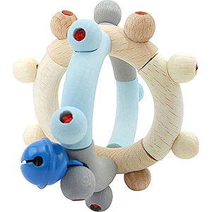 Holzspielzeug Fr die Kleinsten Motorikrassel Kugel, nature blue - 8 cm