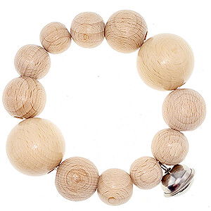 Holzspielzeug Fr die Kleinsten Motorikrassel Kugeln/Schelle, nature pur - 9 cm