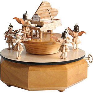 Music Boxes Angels Music Box Oval with Two Angels, Natural - 15x12x12 cm / 4.7 inch