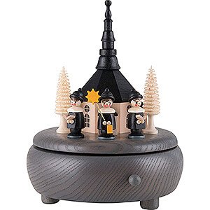 Music Boxes Christmas Music Box - Seiffen Church and Carolers - Grey - 13 cm / 5.1 inch