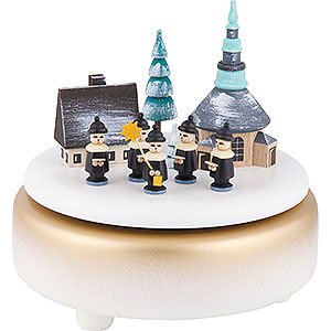 Music Boxes Christmas Music Box - Winter Village Seiffen with Carolers - White - 14 cm / 5.5 inch