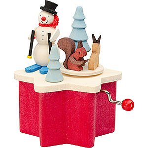 Music Boxes Christmas Music Box with Crank Snow Man - 7 cm / 2.8 inch