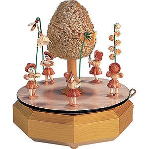 Music Boxes Seasons Music Box with Five Flower Children, Natural - 21x20 cm / 8.3x7.9 inch