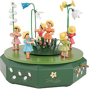Music Boxes Seasons Music Box with Five Flower Children and Flower Meadow - 21x18 cm / 7.1 inch