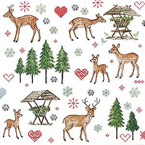 Small Figures & Ornaments Mugs & Napkins Napkins Charming Deers - 20 pcs. - 33 cm / 13 inch