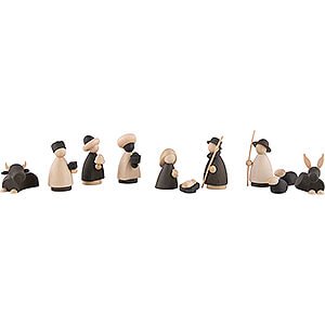 Nativity Figurines All Nativity Figurines Nativity Set of 11 Pieces Natural/Anthracite - small - 7 cm / 2.8 inch