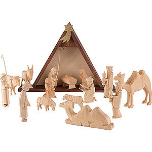Nativity Figurines All Nativity Figurines Nativity Set of 16 Pieces, Untreated - 14,5 cm / 5.7 inch