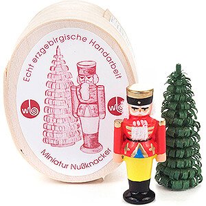 Small Figures & Ornaments Wood Chip Boxes Nutcracker and Tree in Wood Chip Box - 3 cm / 1.2 inch