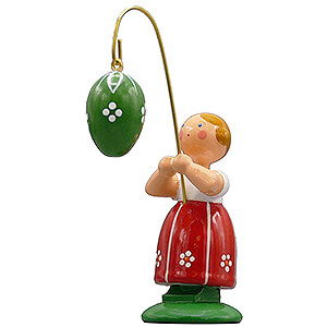 Ostern Ostermdchen mit dunkelgrnem Ei - 12 cm