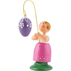 Ostern Ostermdchen mit lilafarbenem Ei - 12 cm