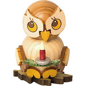 Small Figures & Ornaments Kuhnert Mini Owls Owl Child with Candle on Twig - 4 cm / 1.6 inch