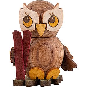 Small Figures & Ornaments Kuhnert Mini Owls Owl Child with Ski - 4 cm / 1.6 inch