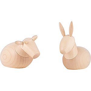 Nativity Figurines Schalling Nativity natural Ox and Donkey, natural - 7 cm / 2.8 inch