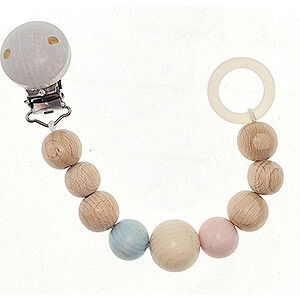 Wooden Toys For the Youngest Pacifier Clip Nature Pink/blue - 21 cm / 8.3 inch
