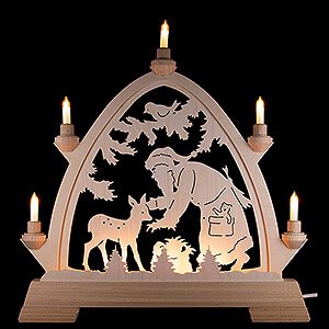 Candle Arches All Candle Arches Pointed Arch - Santa Claus with Deer - Natural - 42x42,5 cm / 16.5x16.7 inch