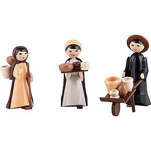 Nativity Figurines All Nativity Figurines Pottery Sellers, Set of Three, Colored - 7 cm / 2.8 inch