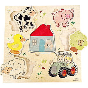 Holzspielzeug Bau- und Legespiele Puzzle Bauernhof - 25 cm