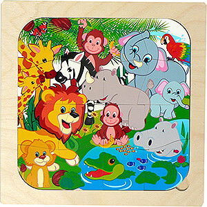 Holzspielzeug Bau- und Legespiele Puzzle Dschungel - 24 cm