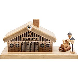 Ruchermnner Rucherhuser aus Holz Rucherhaus Lokschuppen - 7,5 cm