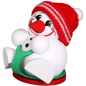 Ruchermnner Schneemnner Ruchermnnchen Cool-Man mit Rutschbrettel - Kugelrucherfigur - 11 cm