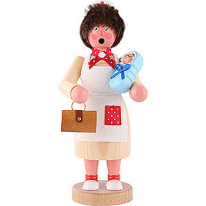 Ruchermnner Berufe Ruchermnnchen Hebamme mit Baby blau - 18 cm