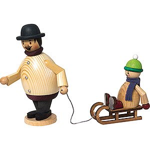 Ruchermnner Sonstige Figuren Ruchermnnchen Max mit Mxchen auf Schlitten - 16 cm