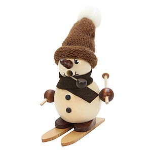 Ruchermnner Schneemnner Ruchermnnchen Schneebub auf Ski natur - 12 cm