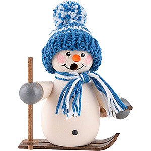 Ruchermnner Schneemnner Ruchermnnchen Schneemann auf Ski blau - 15 cm