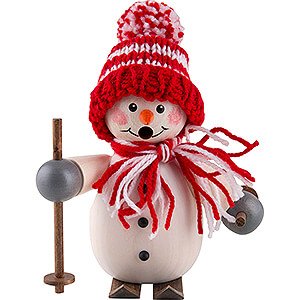 Ruchermnner Schneemnner Ruchermnnchen Schneemann auf Ski rot - 15 cm