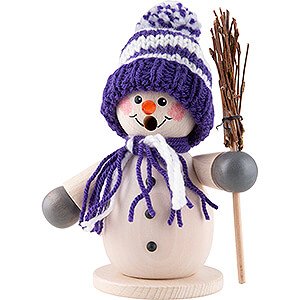 Ruchermnner Schneemnner Ruchermnnchen Schneemann mit Besen lila - 15 cm