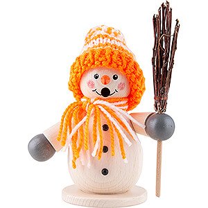 Ruchermnner Schneemnner Ruchermnnchen Schneemann mit Besen orange - 15 cm