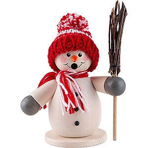 Ruchermnner Schneemnner Ruchermnnchen Schneemann mit Besen rot - 15 cm