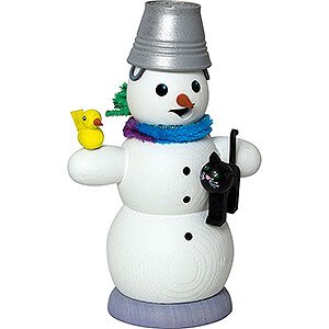 Ruchermnner Schneemnner Ruchermnnchen Schneemann mit Katze - 13 cm