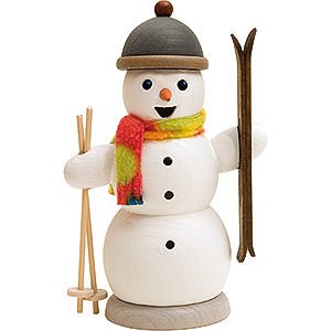 Ruchermnner Schneemnner Ruchermnnchen Schneemann mit Skiern - 13 cm