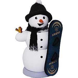 Ruchermnner Schneemnner Ruchermnnchen Schneemann mit Snowboard - 13 cm