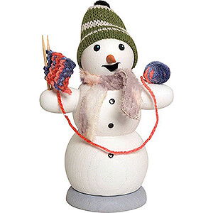 Ruchermnner Schneemnner Ruchermnnchen Schneemann mit Strickzeug - 13 cm
