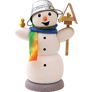 Ruchermnner Schneemnner Ruchermnnchen Schneemann mit Vogelhaus und Vogel - 13 cm